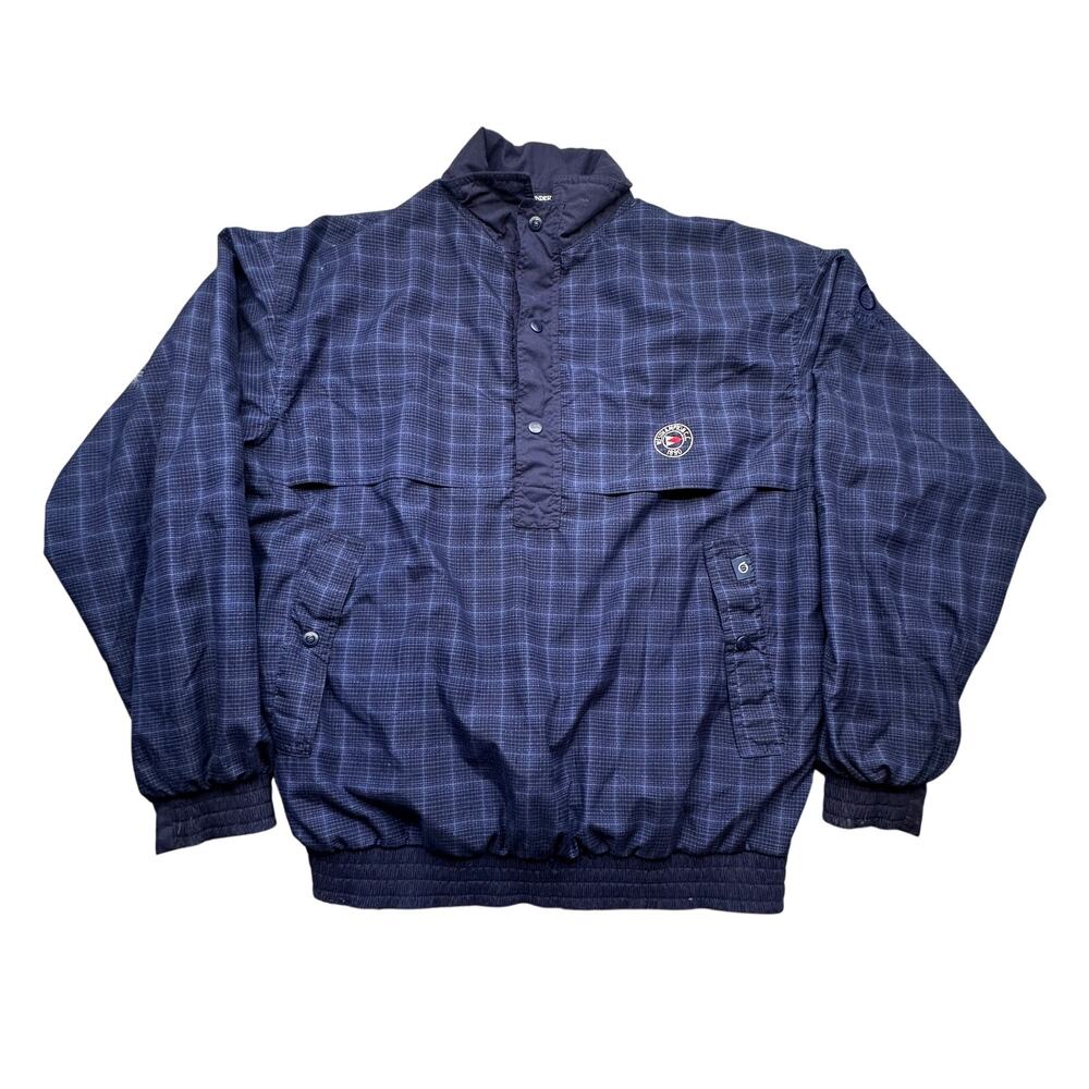 Vintage Sunderland of Scotland Plaid 1/4 Windbreaker Pullover Mens Medium Blue